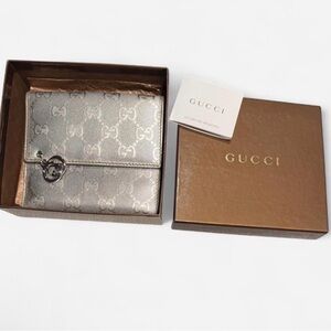Gucci silver GG Imprime Coated wallet